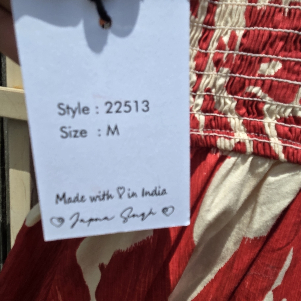 Red and white Print Cotton Strappy Dress Fit And Flare M - Picture 10 of 11